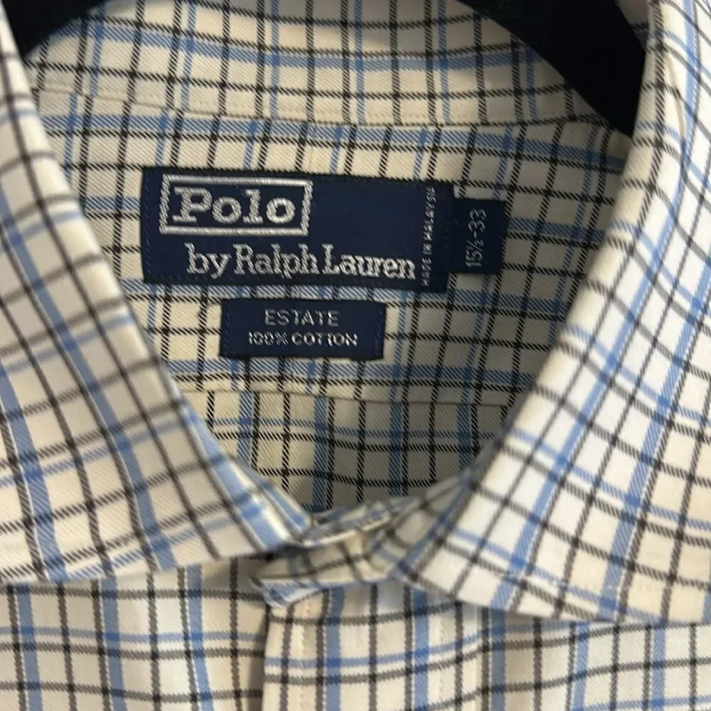 POLO Ralph Lauren Black, White & Blue Estate Checkered Button Down Shirt